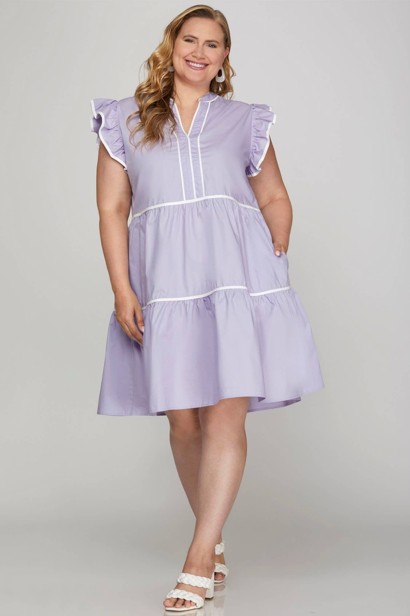 PLUS TIERED WOVEN DRESS