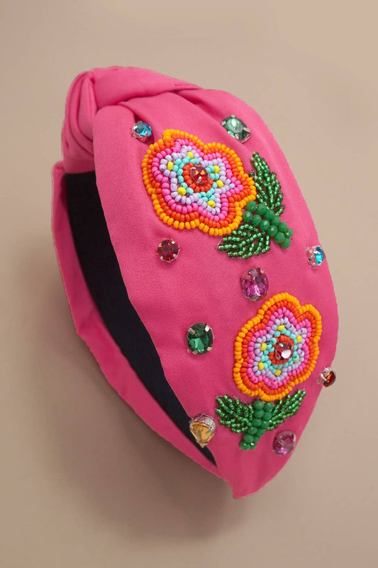 FLOWER MULTI STONE SEED BEAD HEADBAND 91HB5798