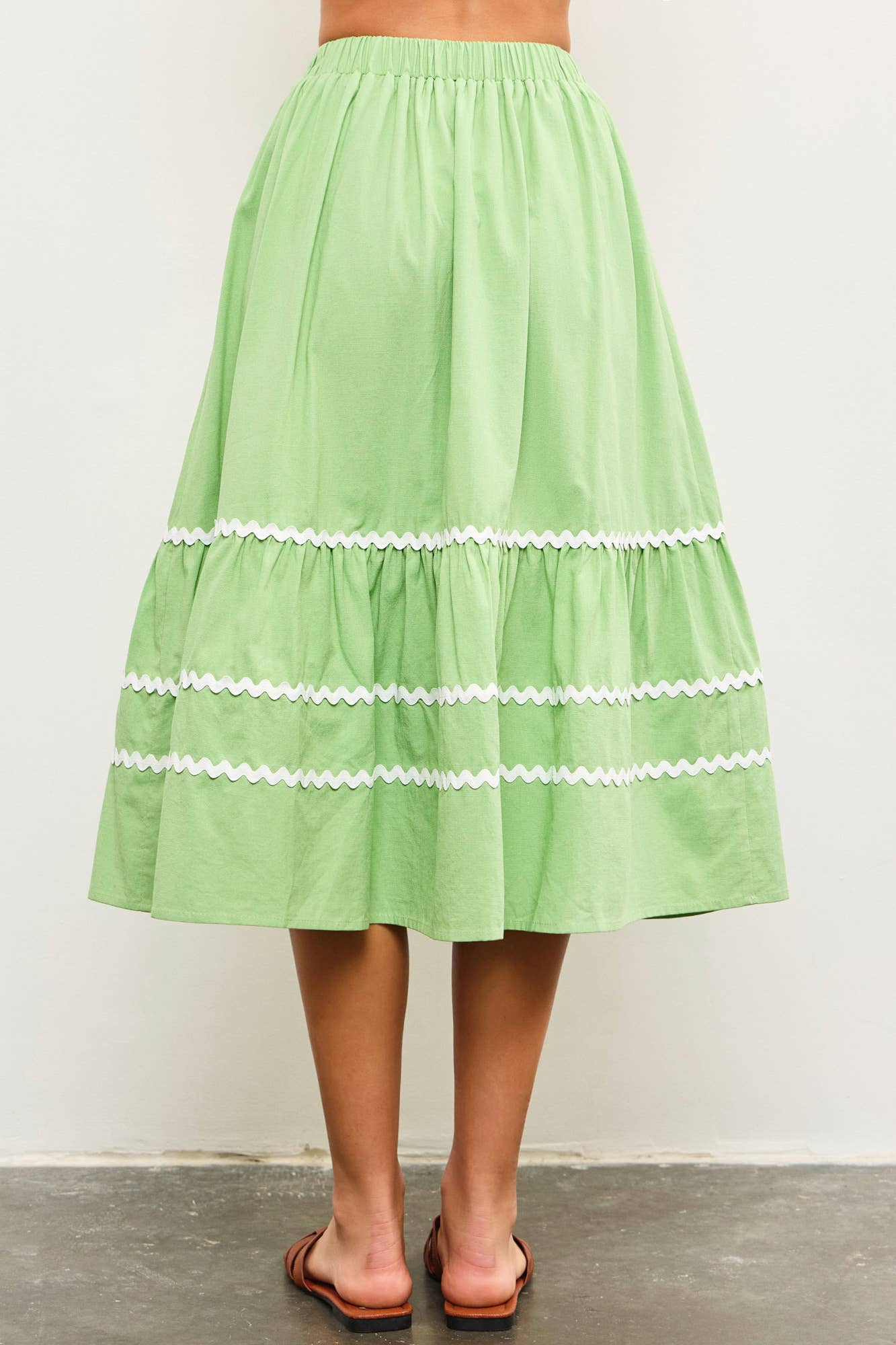 ELASTIC WAISTBAND SCALLOP TRIM  SKIRT