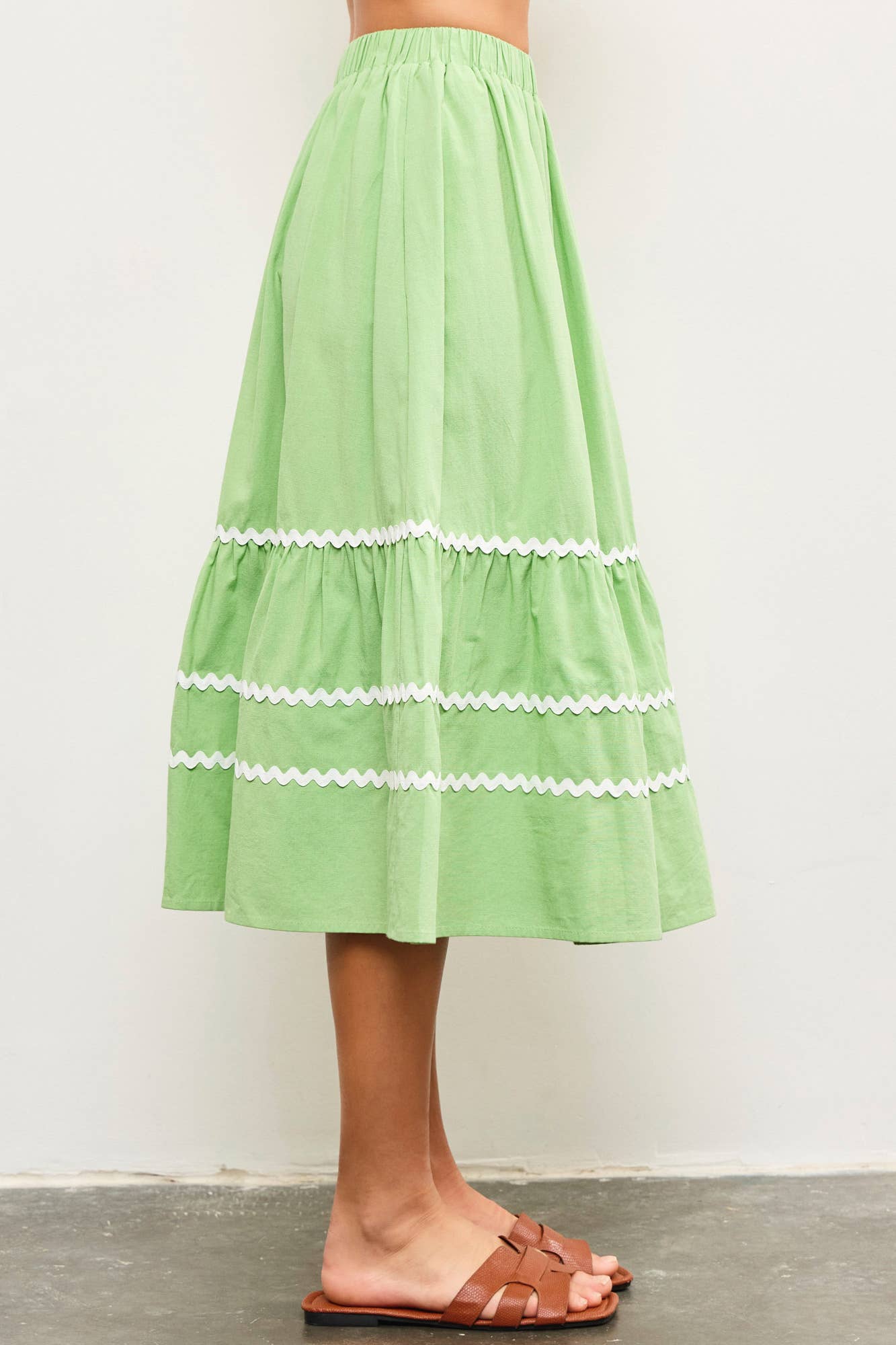 ELASTIC WAISTBAND SCALLOP TRIM  SKIRT