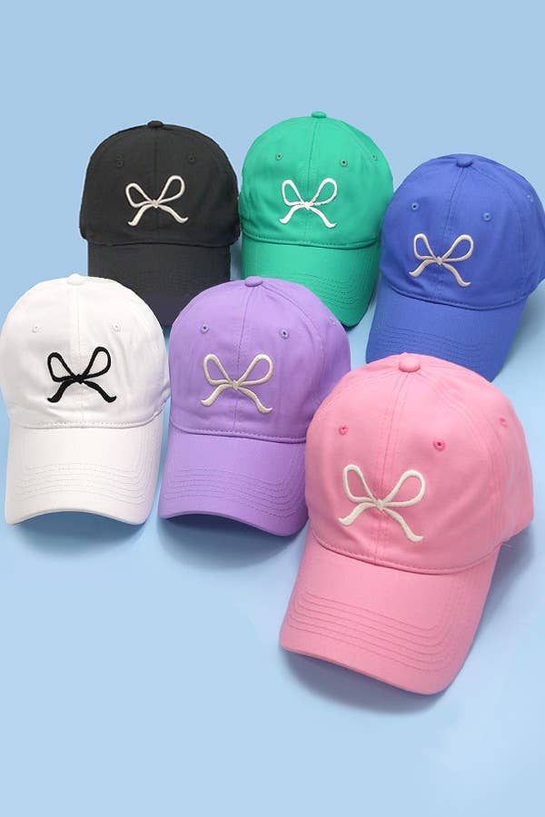 BOW RIBBON BASEBALL HAT CAP |