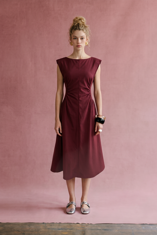 Ruched Waist Midi Dress