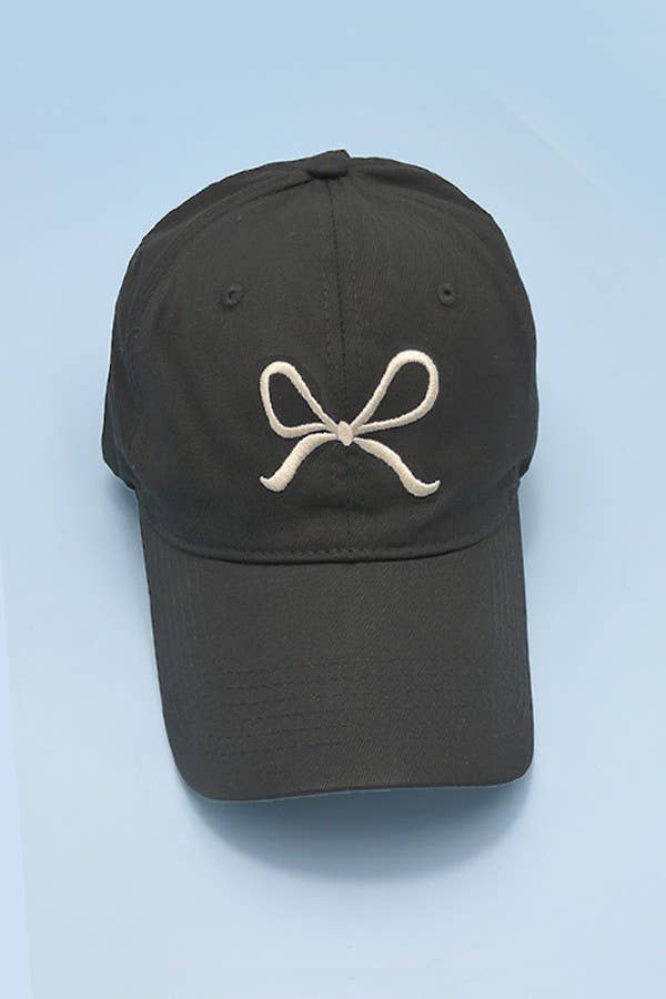 BOW RIBBON BASEBALL HAT CAP |