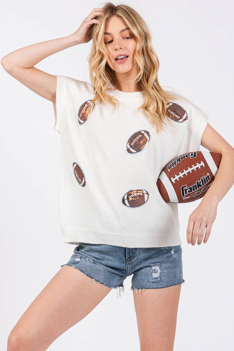 GAME DAY FOOTBALL PATCH SWEATER TOP