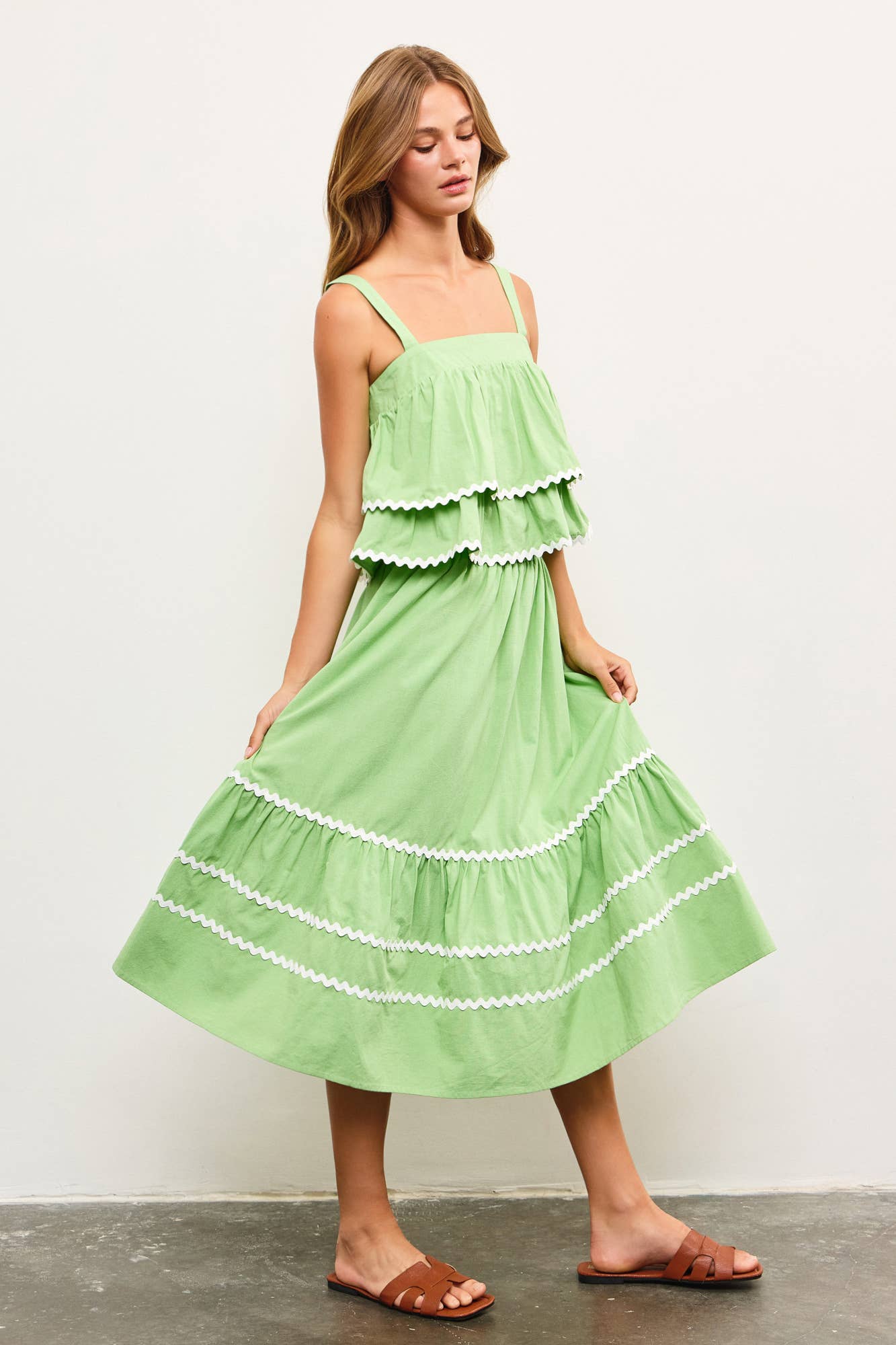 ELASTIC WAISTBAND SCALLOP TRIM  SKIRT