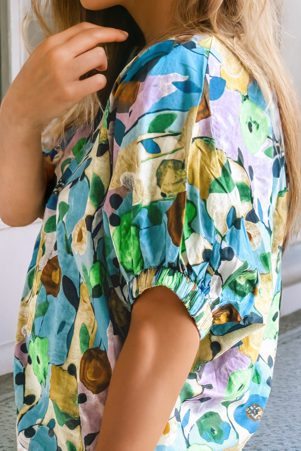 Floral V Neck Blouse