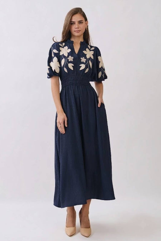 Embroidered Midi Dress