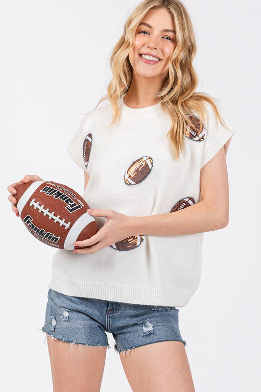 GAME DAY FOOTBALL PATCH SWEATER TOP