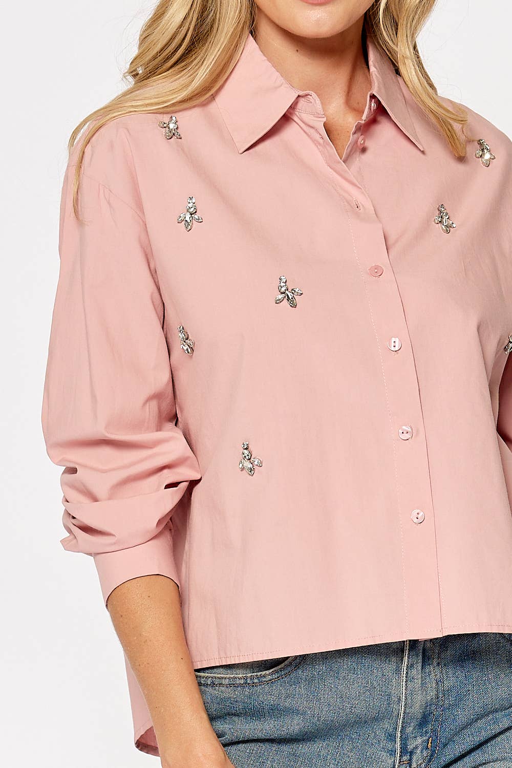 Jeweled Button Down Blouse