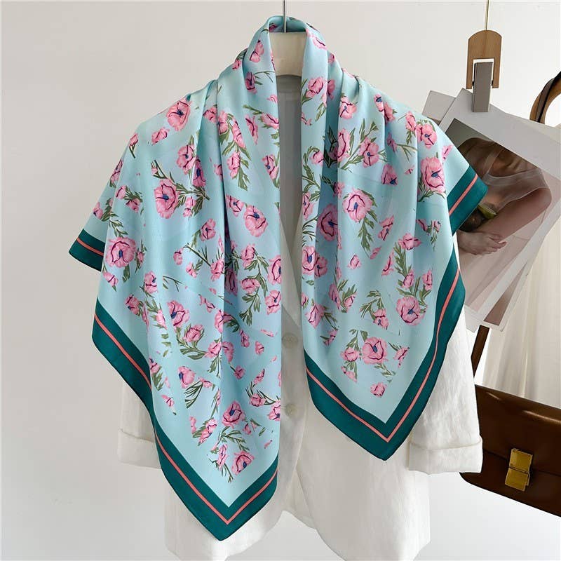 OVERSIZED FLORAL PRINT BANDANA SCARF WRAP