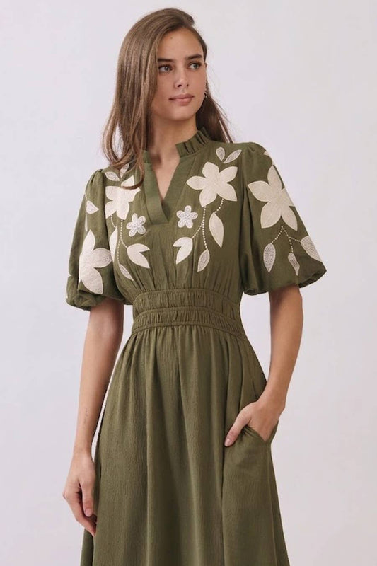 Embroidered Midi Dress