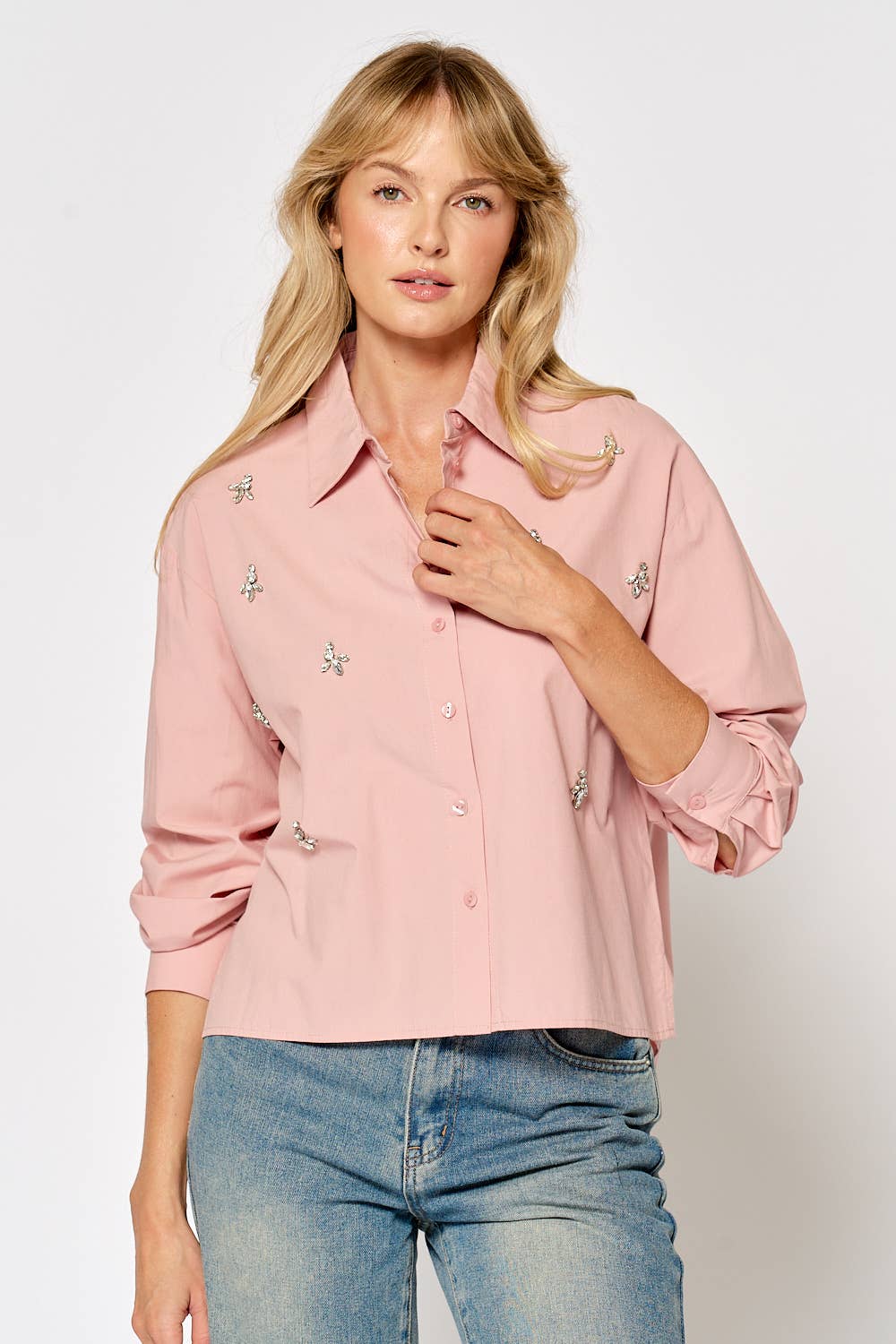 Jeweled Button Down Blouse