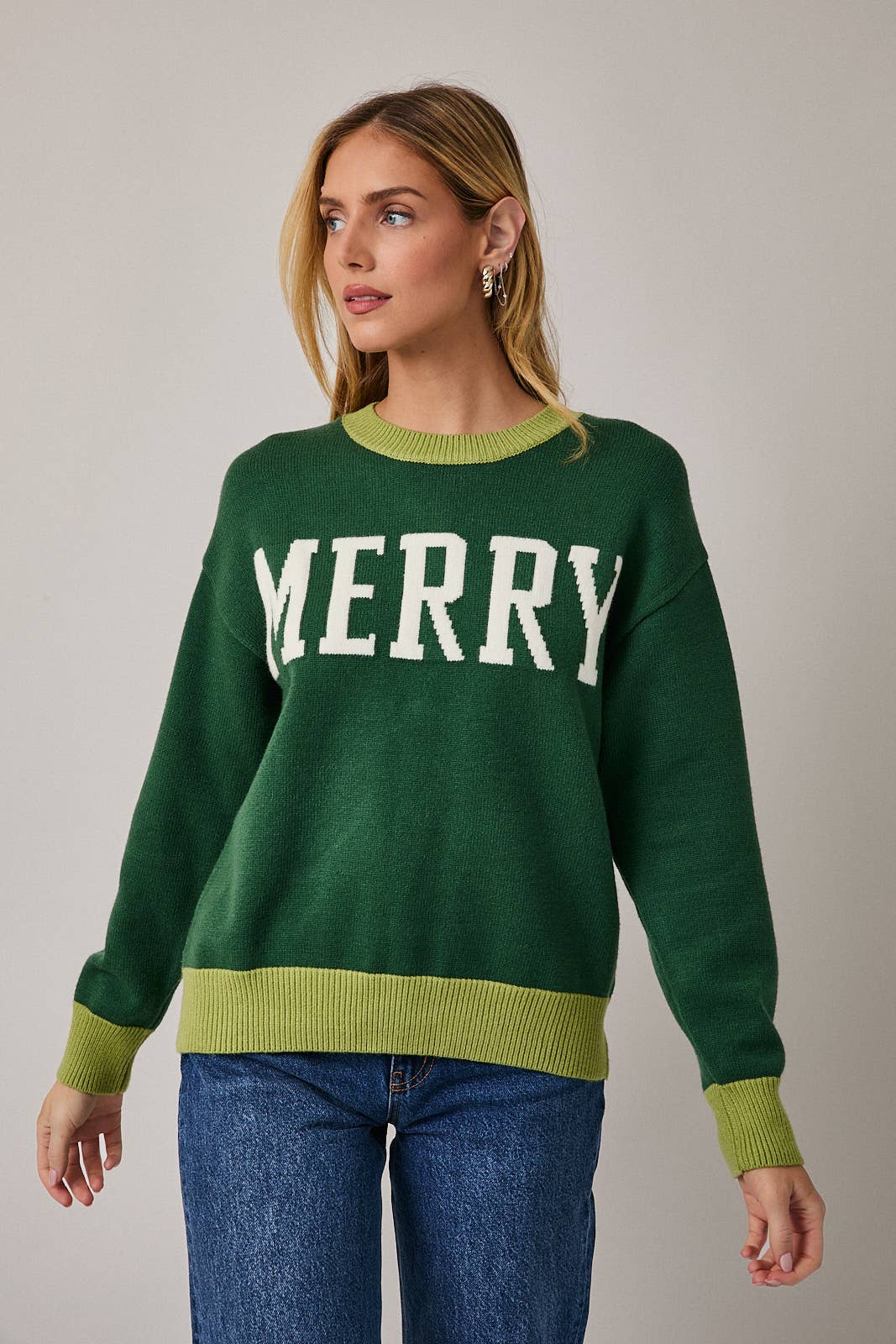 CREW NECK LONG SLEEVE "MERRY" SWEATER