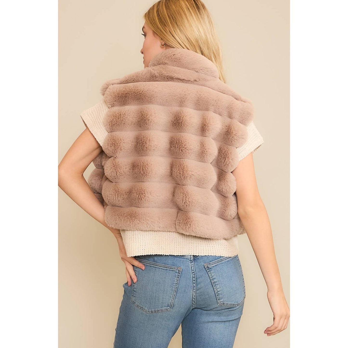 CROP FUR PUFFER VEST