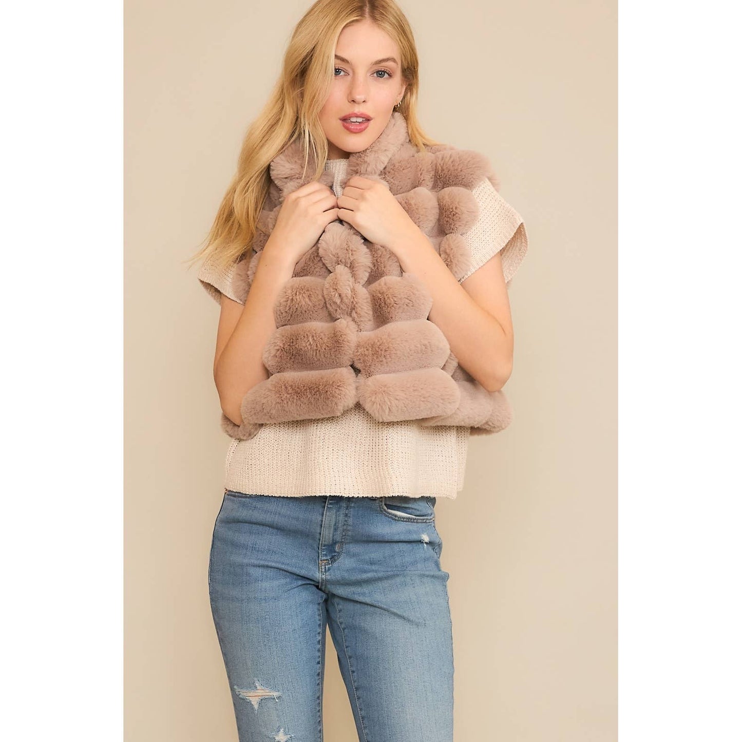 CROP FUR PUFFER VEST
