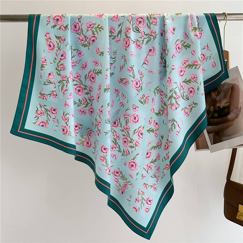 OVERSIZED FLORAL PRINT BANDANA SCARF WRAP