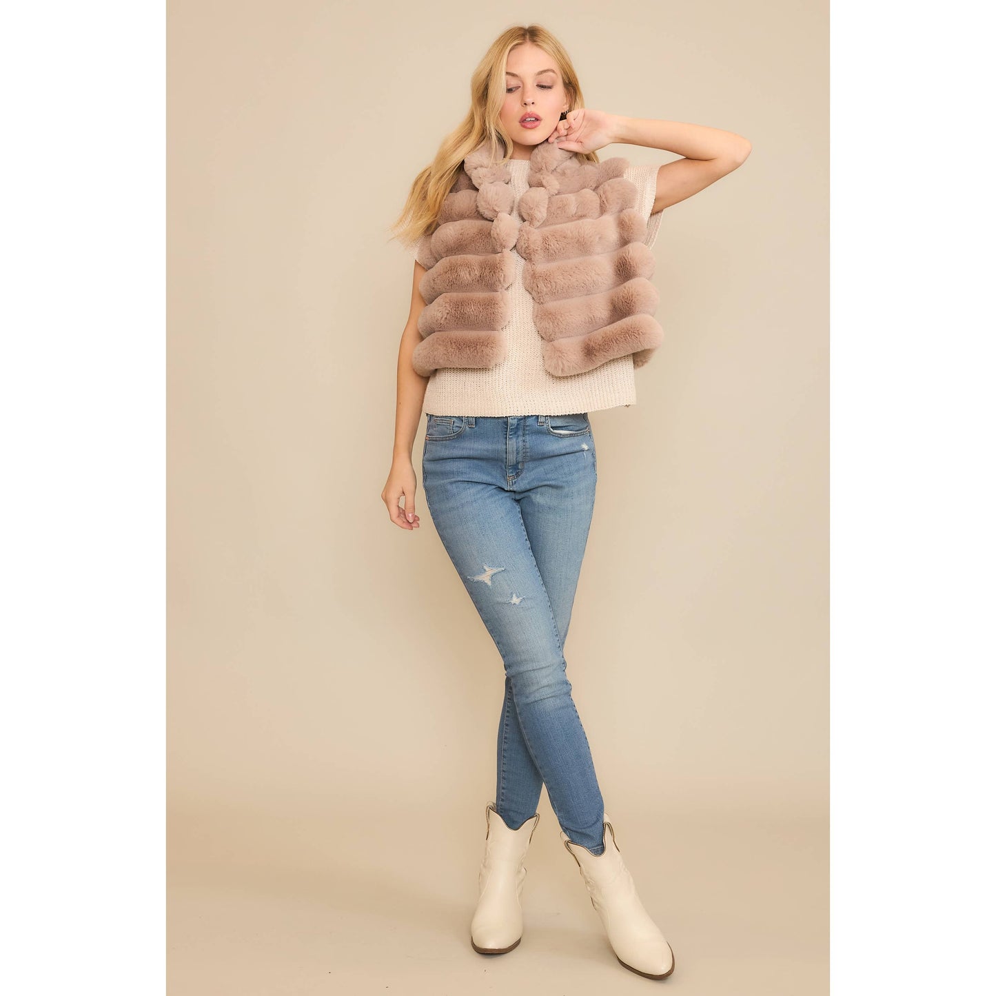 CROP FUR PUFFER VEST