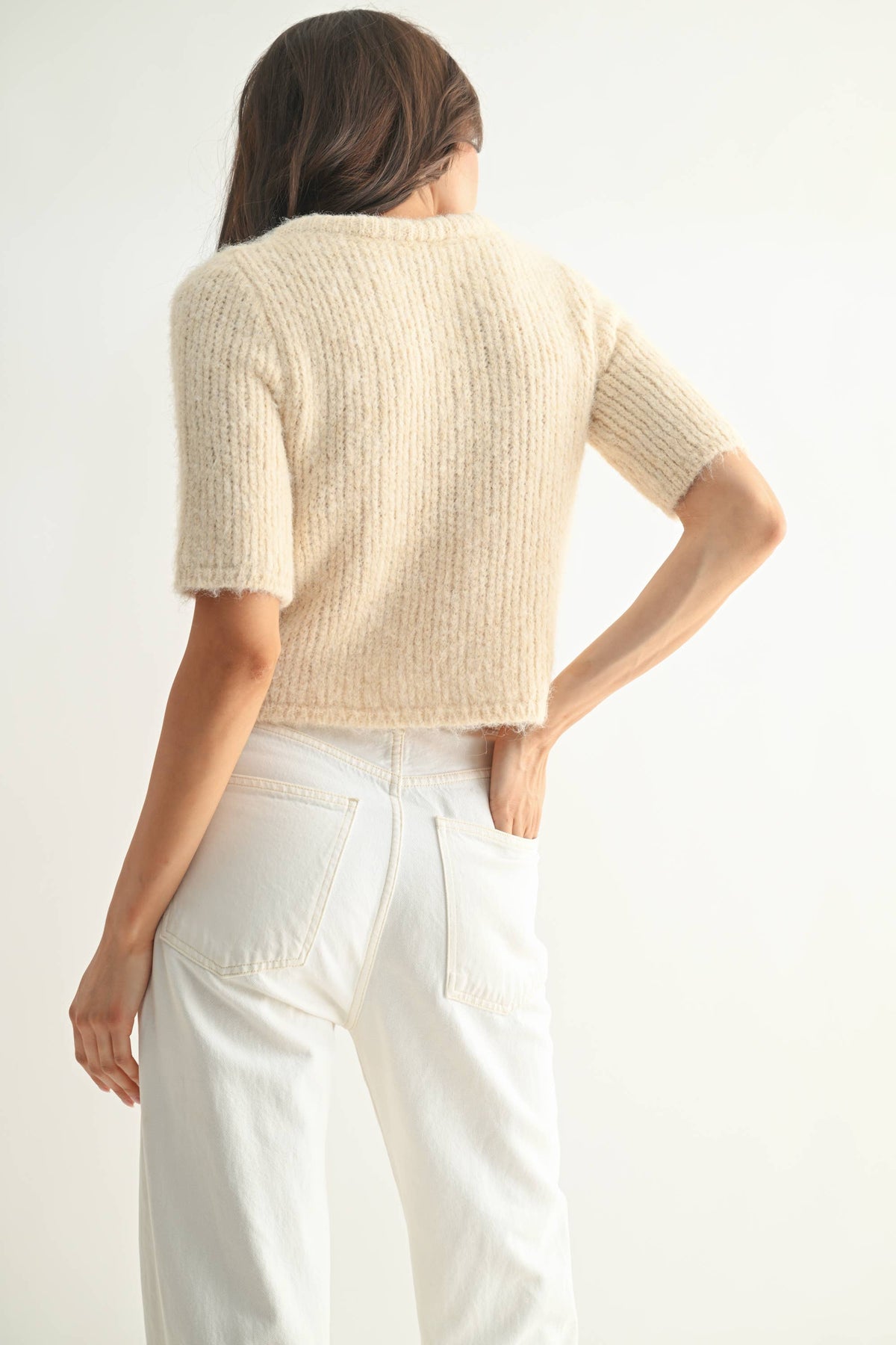 KNIT CARDIGAN WITH CHIFFON BOW