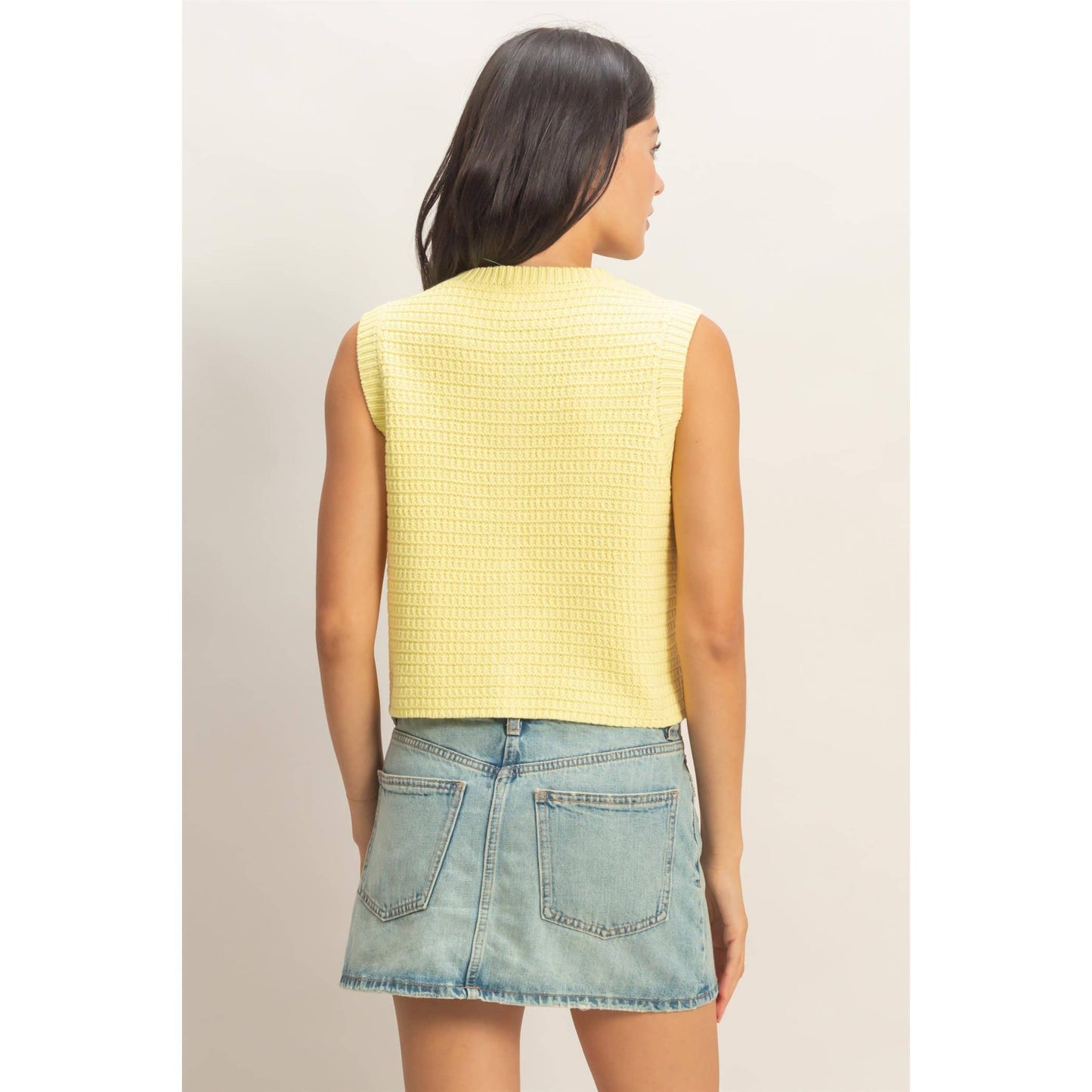 Knit Button-Front Vest With Pocket