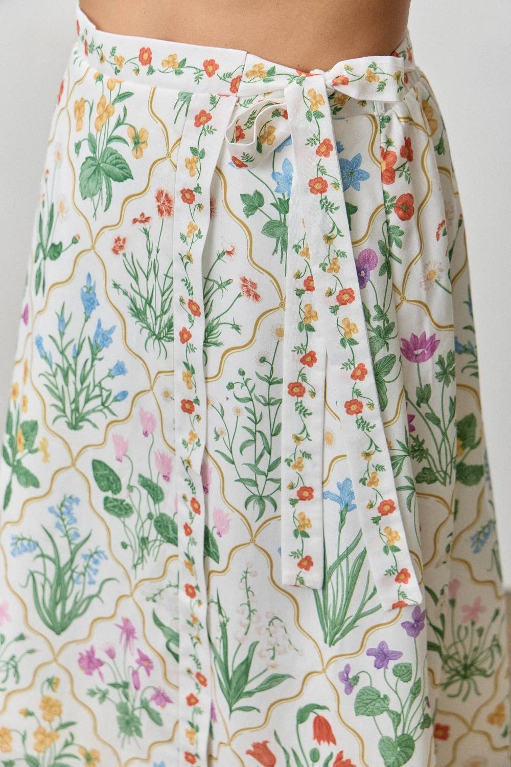 FLORAL PRINT MIDI WRAP SKIRT