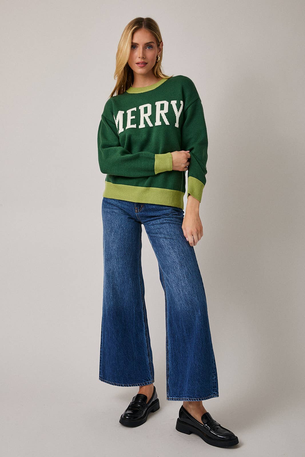 CREW NECK LONG SLEEVE "MERRY" SWEATER
