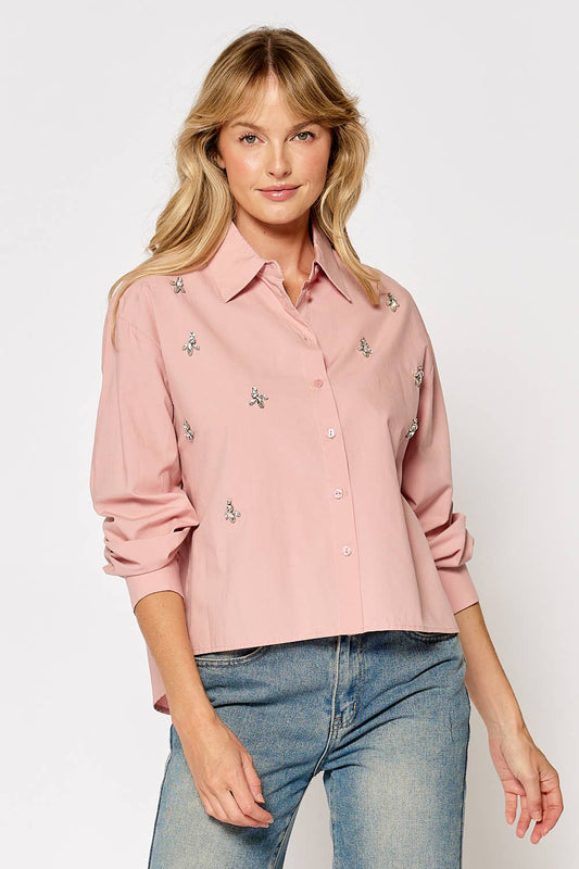 Jeweled Button Down Blouse