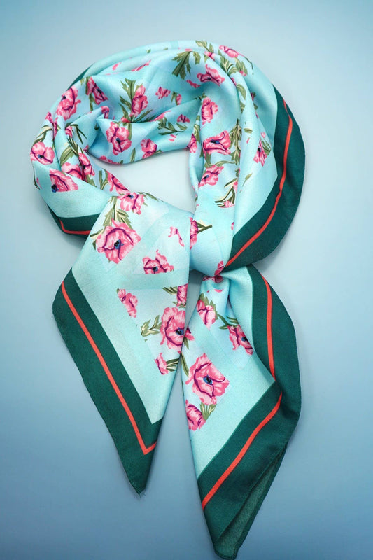 OVERSIZED FLORAL PRINT BANDANA SCARF WRAP