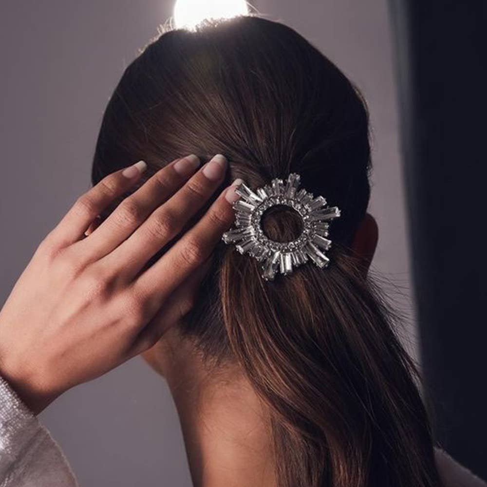 Elegant Crystal Sunburst Hair Clip