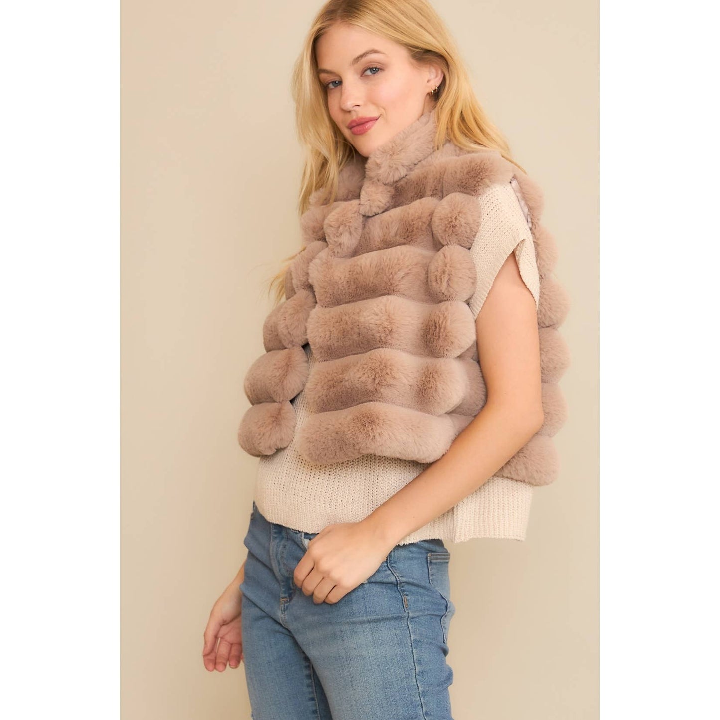 CROP FUR PUFFER VEST