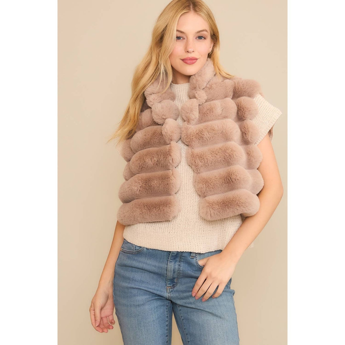 CROP FUR PUFFER VEST