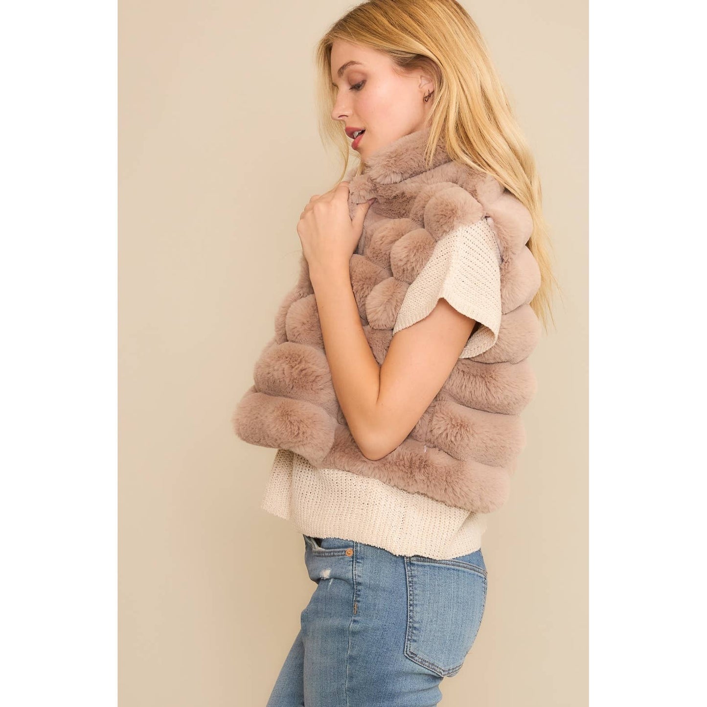 CROP FUR PUFFER VEST