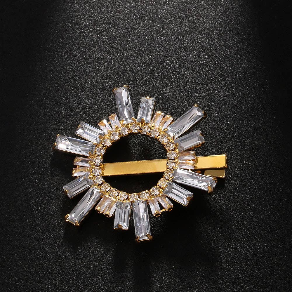 Elegant Crystal Sunburst Hair Clip