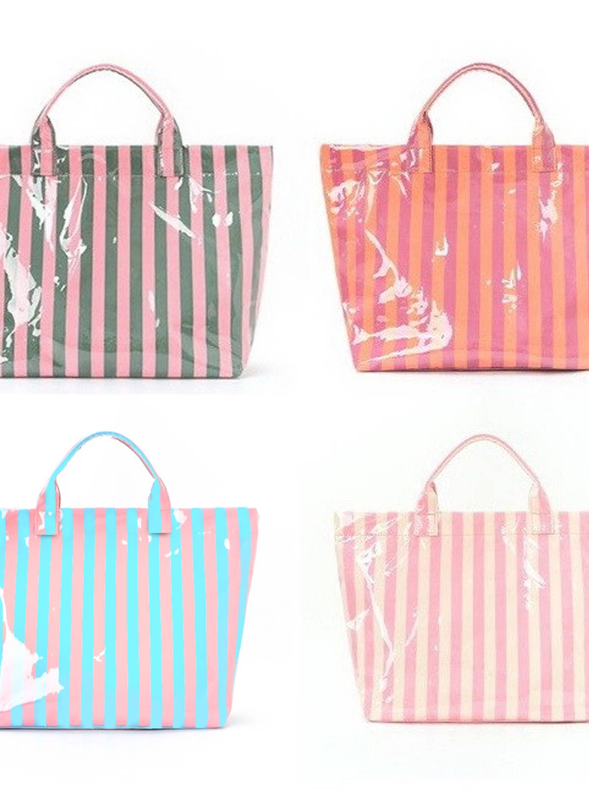 Large Striped Vinyl Tote Bag