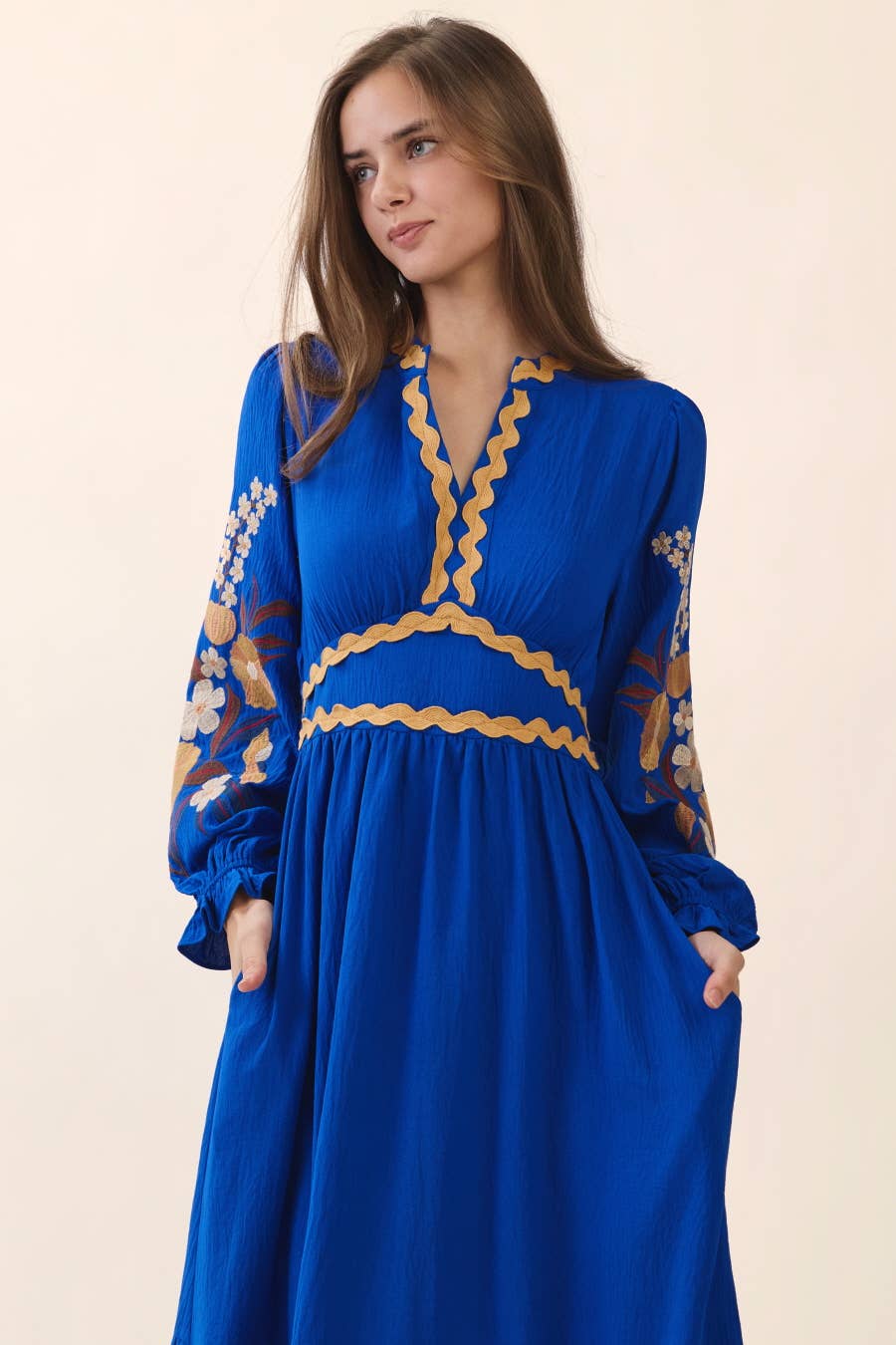 Plus Embroidered Tiered Midi Dress