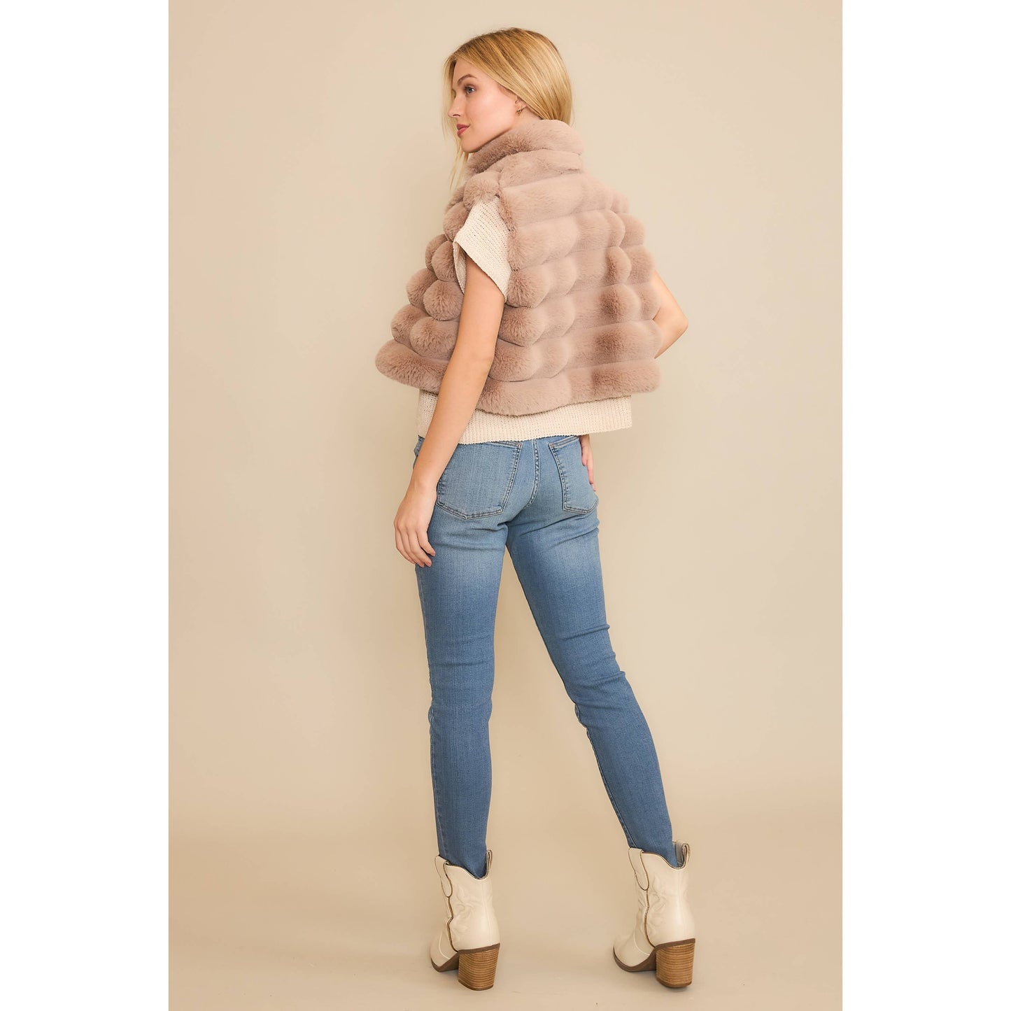 CROP FUR PUFFER VEST